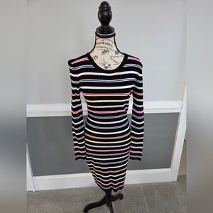 Milly Striped Rib Knit Long Sleeve Dress